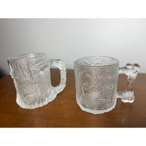 The Flintstones Clear Glass Mugs Set of 2 1993 McDonald's Collectible